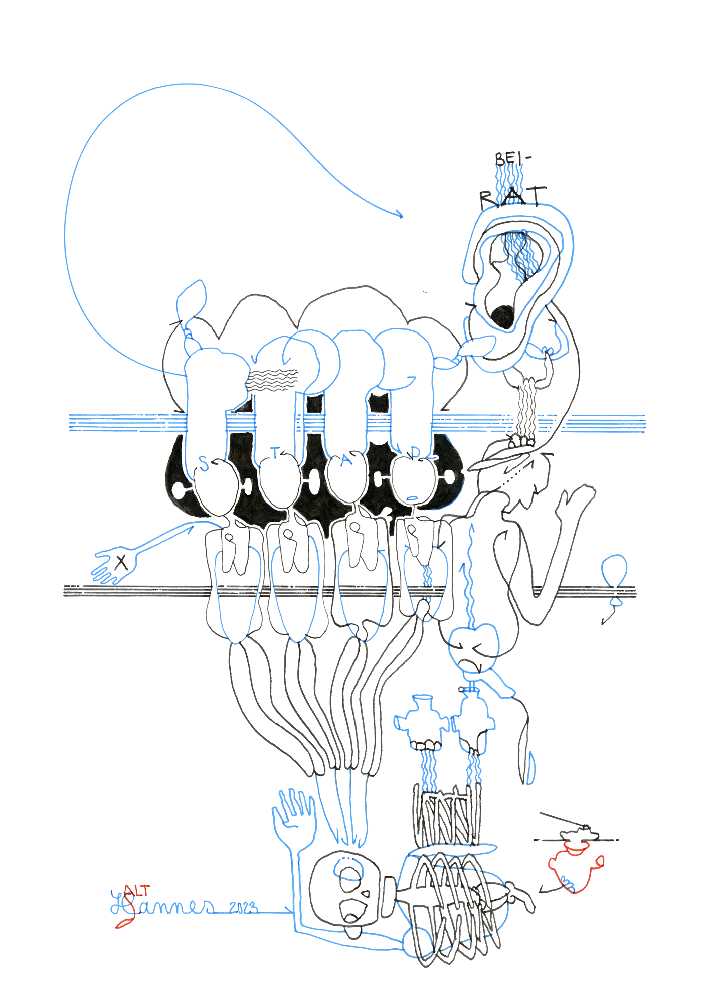 Hannes Kater: Tageszeichnung (Zeichnung/drawing) vom 28.09.2023 (1414 x 2000 Pixel)