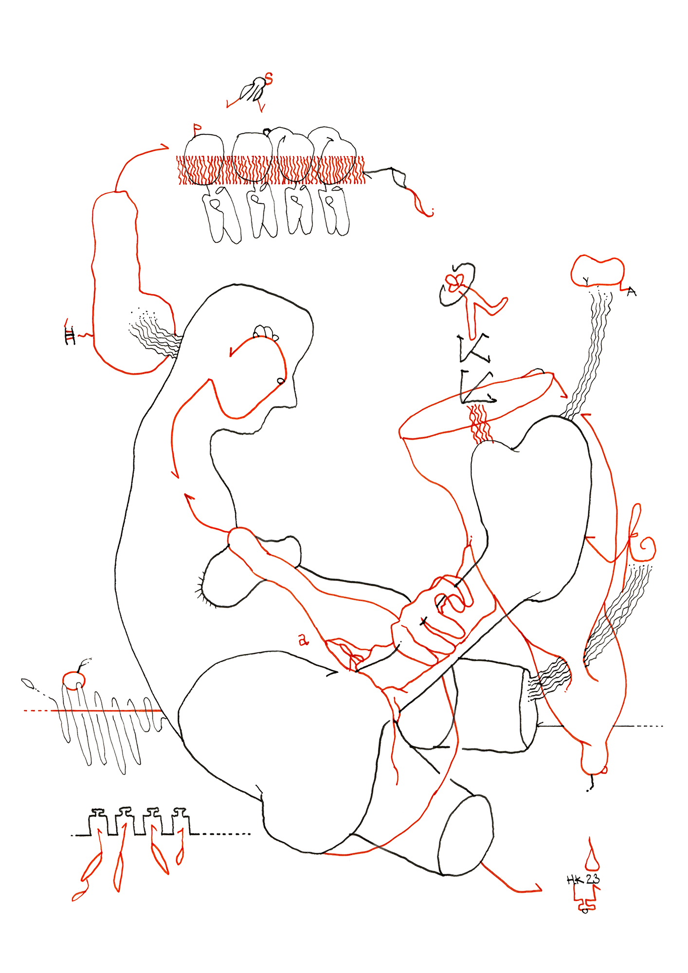 Hannes Kater: Tageszeichnung (Zeichnung/drawing) vom 14.11.2023 (1414 x 2000 Pixel)