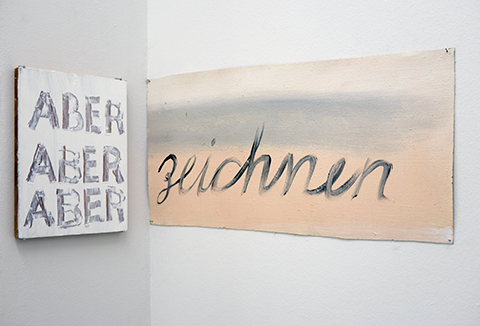 Miriam Cahn, Arbeiten in der Ausstellung TRAUMBEFEHL, Galerie Meyer Riegger, Berlin  Foto Hannes Kater