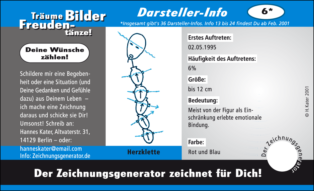 Hannes Kater: Auftragskärtchen *06 Herzklette, Vorderseite, Version von 2001