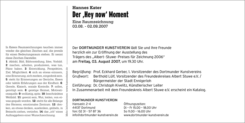 Einladungskarte "Der 'Hey now' Moment" im Kunstverein Dortmund
